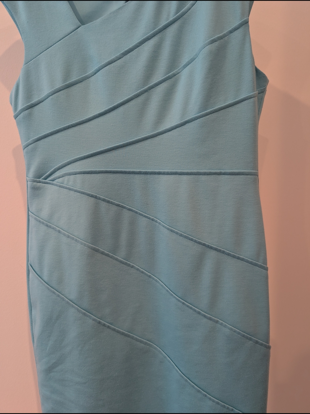 London Times Sleeveless Light Blue Ponte Sheath Midi Dress Size 14 - Picture 3 of 11